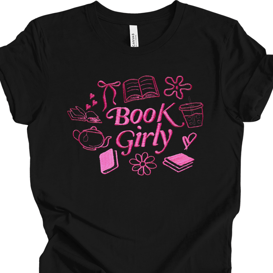 Book Girly Embroidery T-shirt
