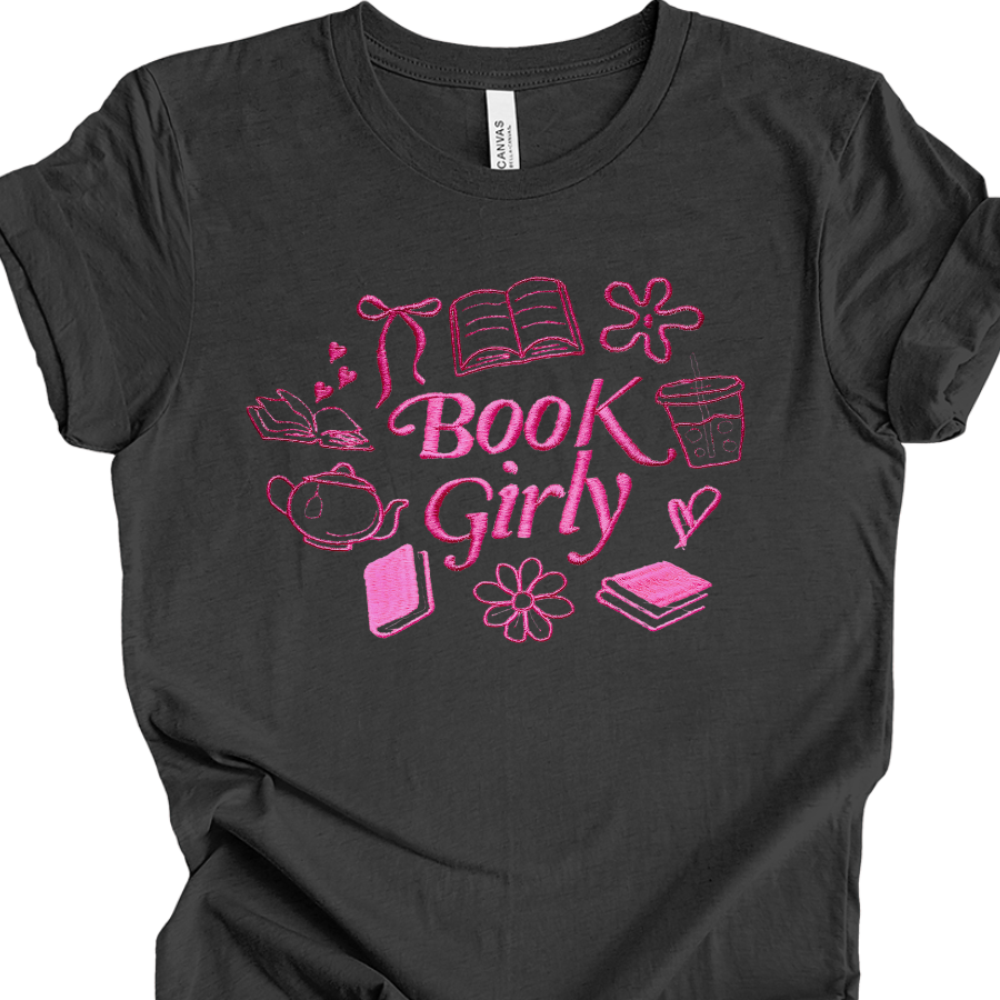 Book Girly Embroidery T-shirt
