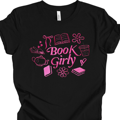 Book Girly Embroidery T-shirt