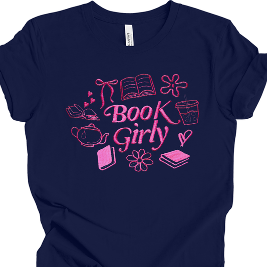 Book Girly Embroidery T-shirt