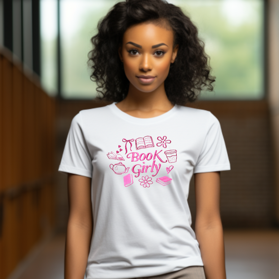 Book Girly Embroidery T-shirt