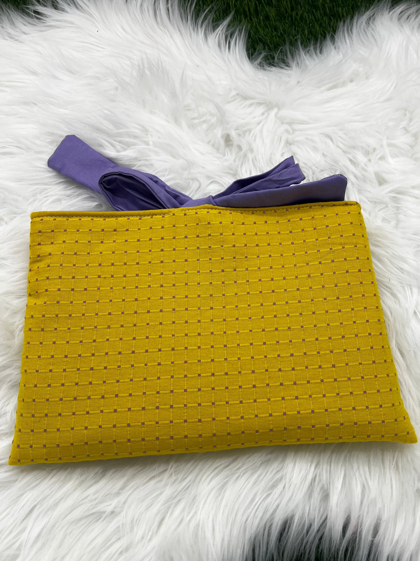 Checkered Lilac Book Sleeve with Bow