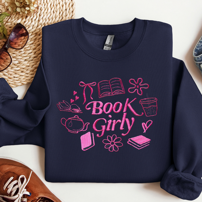 Book Girly Embroidered Crewneck Sweatshirt