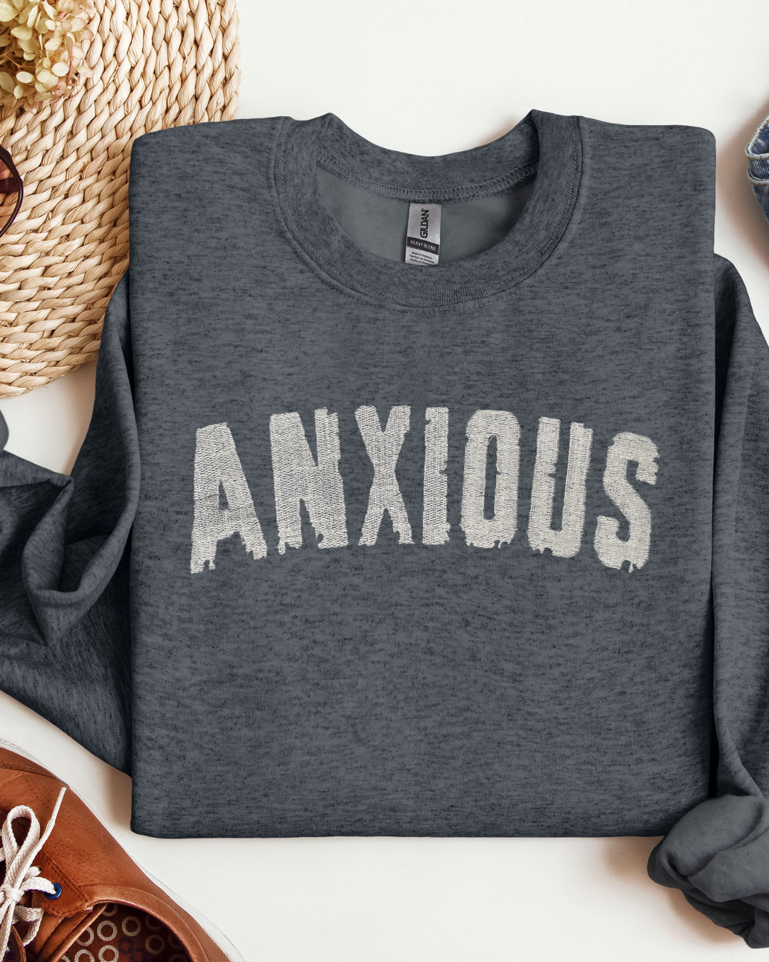 Anxious Embroidery Crewneck