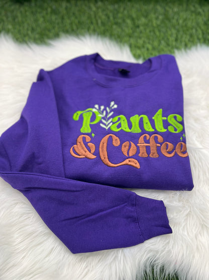 Plants and Coffee Embroidered Crewneck