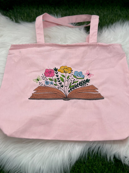 Book Flower Tote Bag