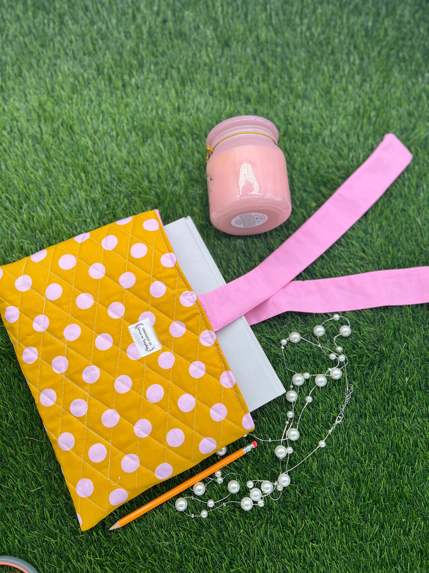 Yellow Dots Book Sleeve with Bow