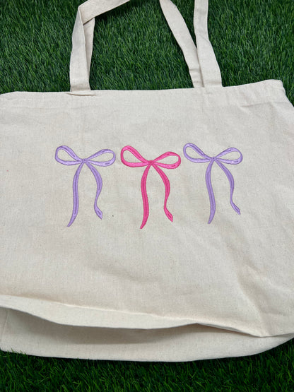 3 Bows Embroidery Tote
