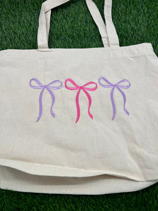 3 Bows Embroidery Tote