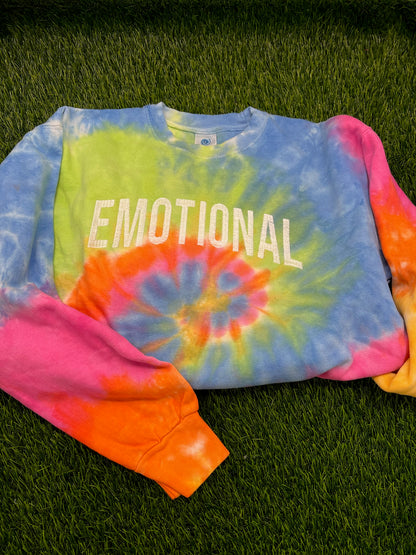 Emtional Tie Dye Embroidery Crewneck