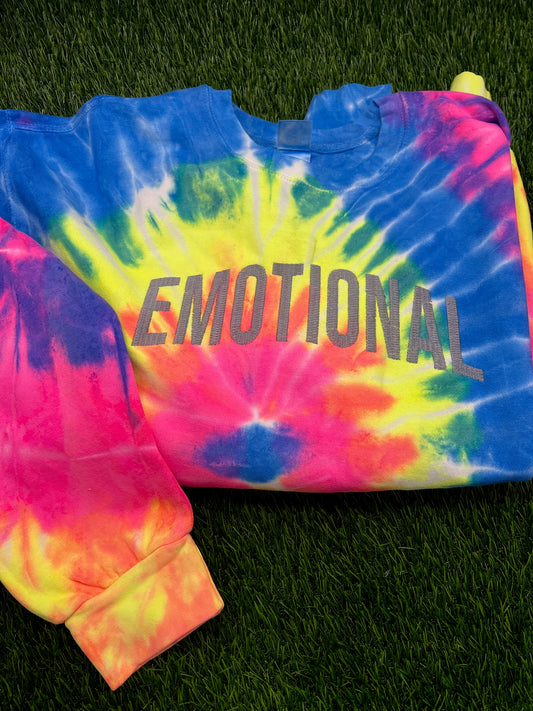 Emtional Tie Dye Embroidery Crewneck