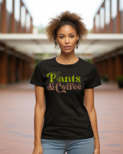 Plants and Coffee Embroidered T-Shirt