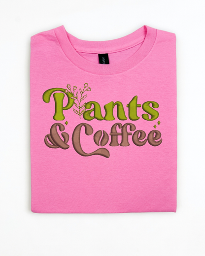 Plants and Coffee Embroidered T-Shirt