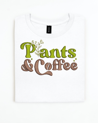 Plants and Coffee Embroidered T-Shirt