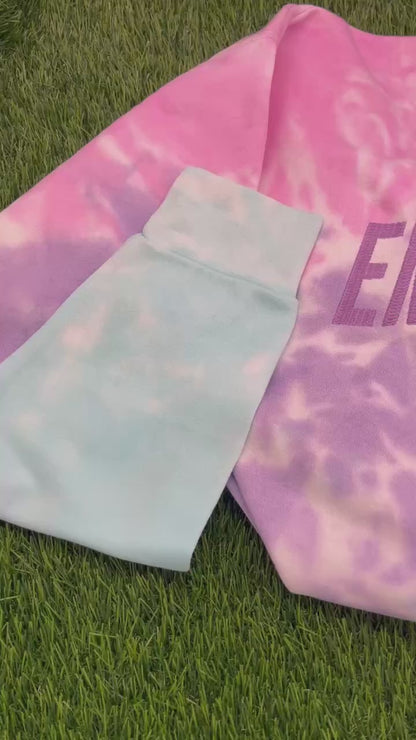 Emtional Tie Dye Embroidery Crewneck