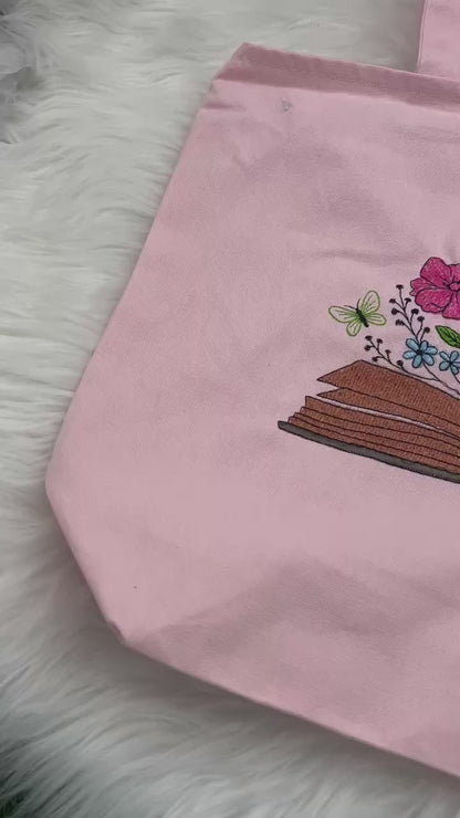 Book Flower Tote Bag