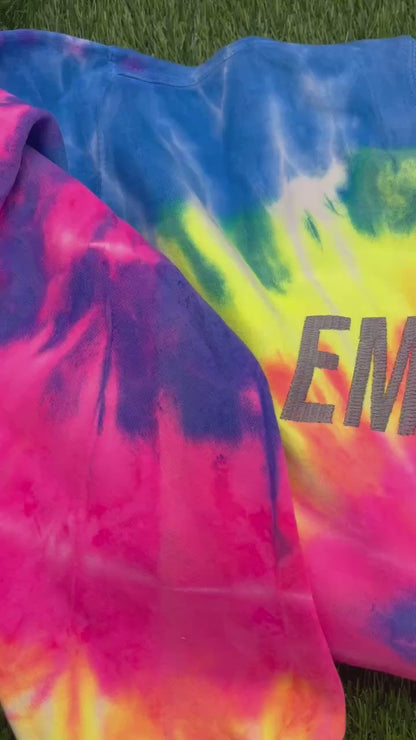 Emtional Tie Dye Embroidery Crewneck