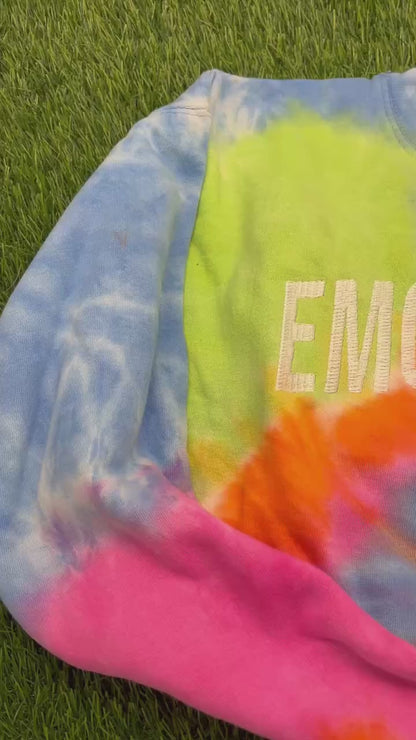 Emtional Tie Dye Embroidery Crewneck