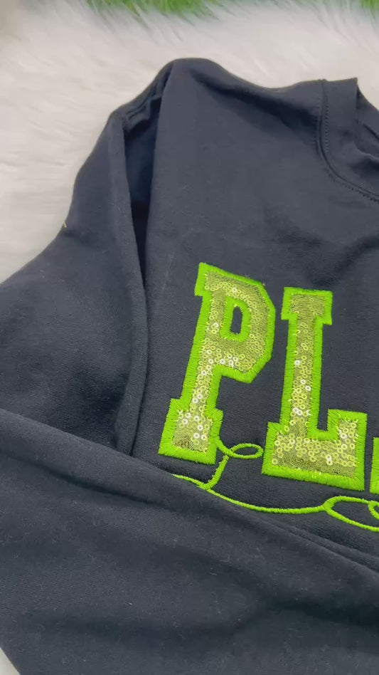 Sequin Plant Lover Embroidered Crewneck